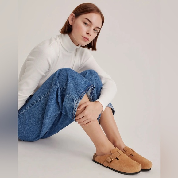 Quince Womens Water Repellent Suede Clog Mule Slip On Shoes Pecan Tan Size 8 New - Picture 3 of 10